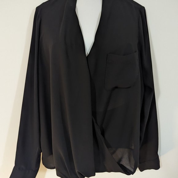 Top Shop Black Wrapover Blouse with Collar s: 12/L - Picture 1 of 13